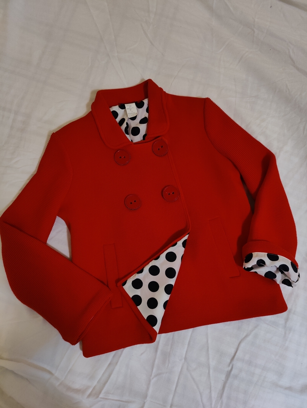 SONIA SONIA RYKIEL Red Double-Breasted Knit Mod Style Jacket